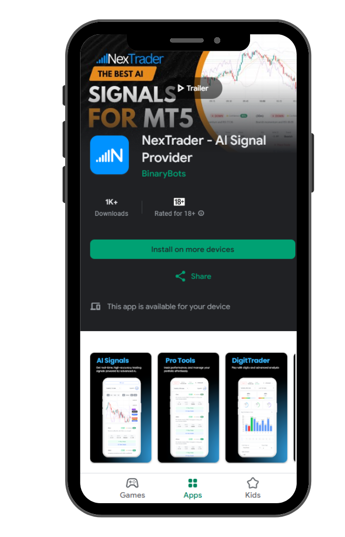 NexTrader Mobile App - Deriv Bot Compatible